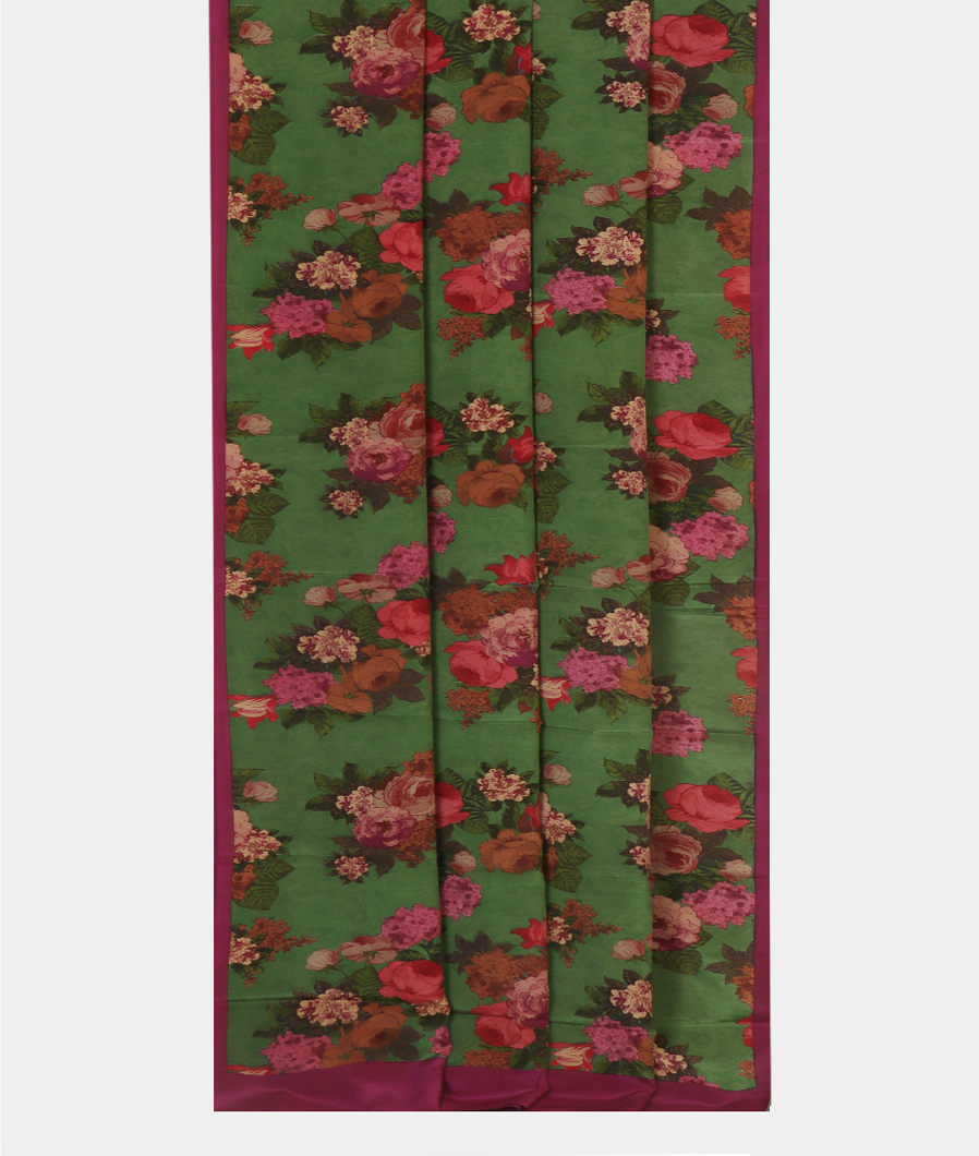 Green Satin Crepe Silk Saree T4344132