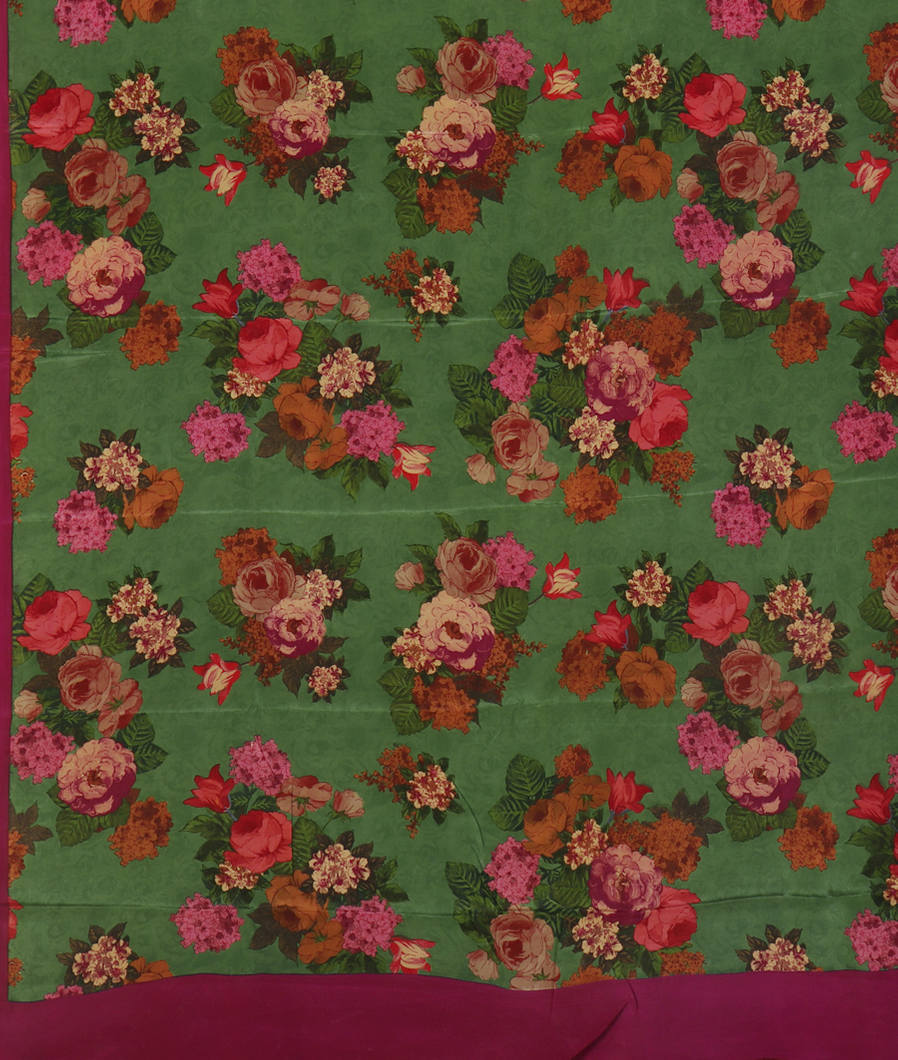 Green Satin Crepe Silk Saree T4344134