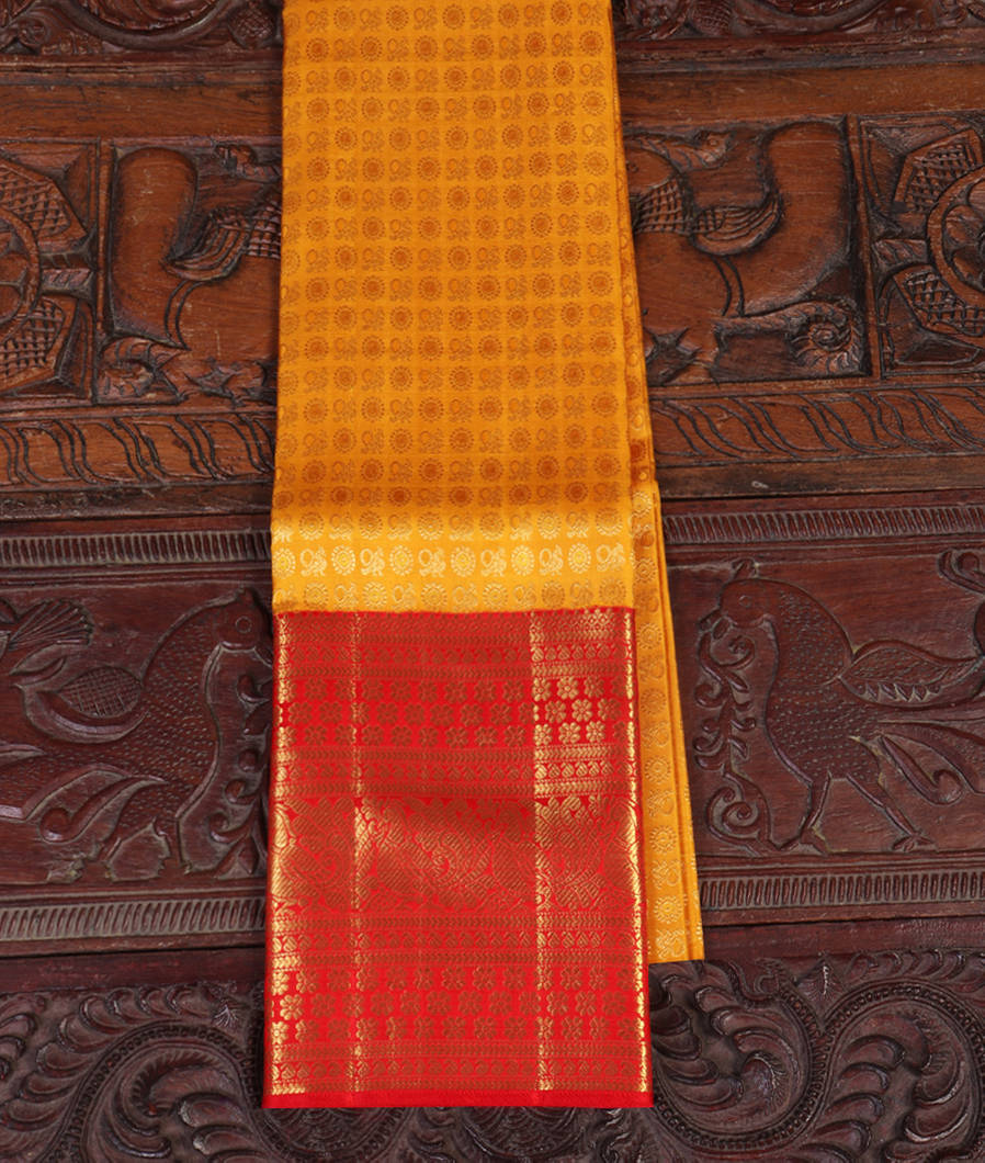 Yellow Handwoven Kanjivaram Silk Pavadai T311222-image