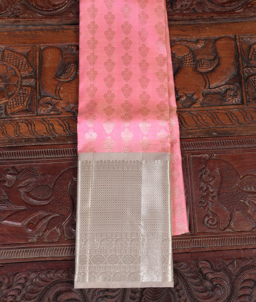 Pink Handwoven Kanjivaram Silk Pavadai T413239-image