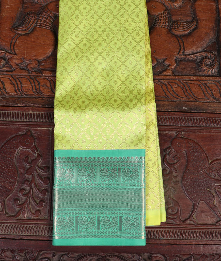 Green Handwoven Kanjivaram Silk Kids Pavadai T432441-image