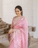 Pink Silk Kota Embroidery Saree T4318669
