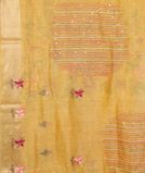Yellow Linen Hand Embroidery Saree T4517363