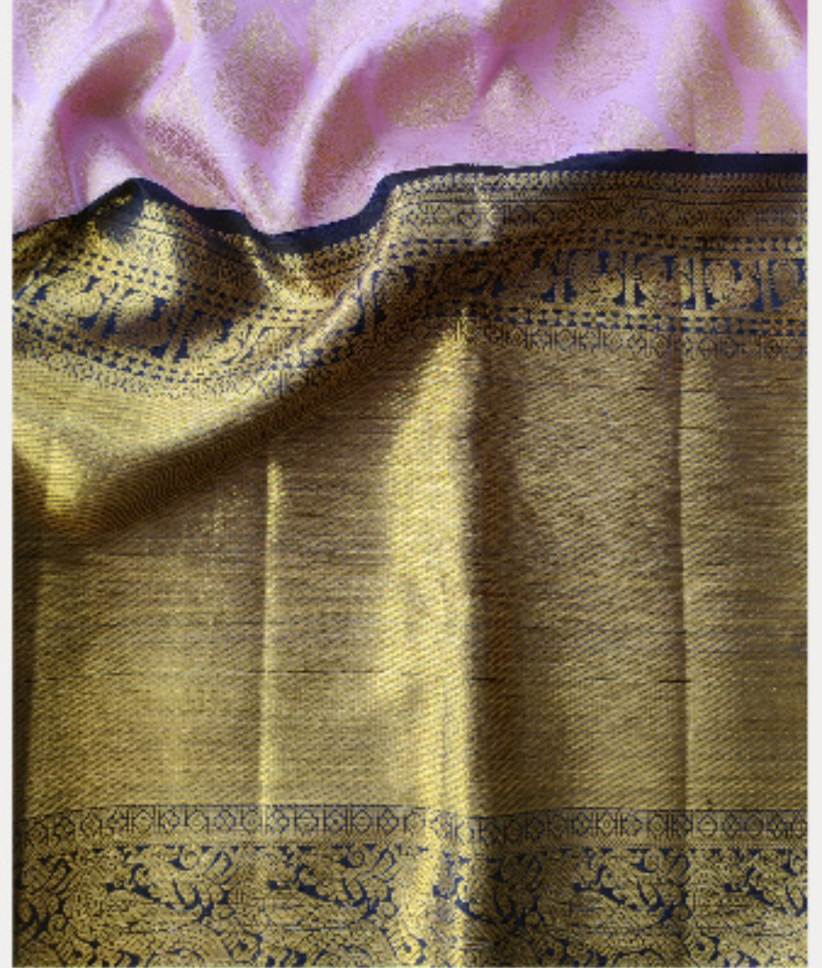 Lavender Handwoven Kanjivaram Silk Pavadai T3179142