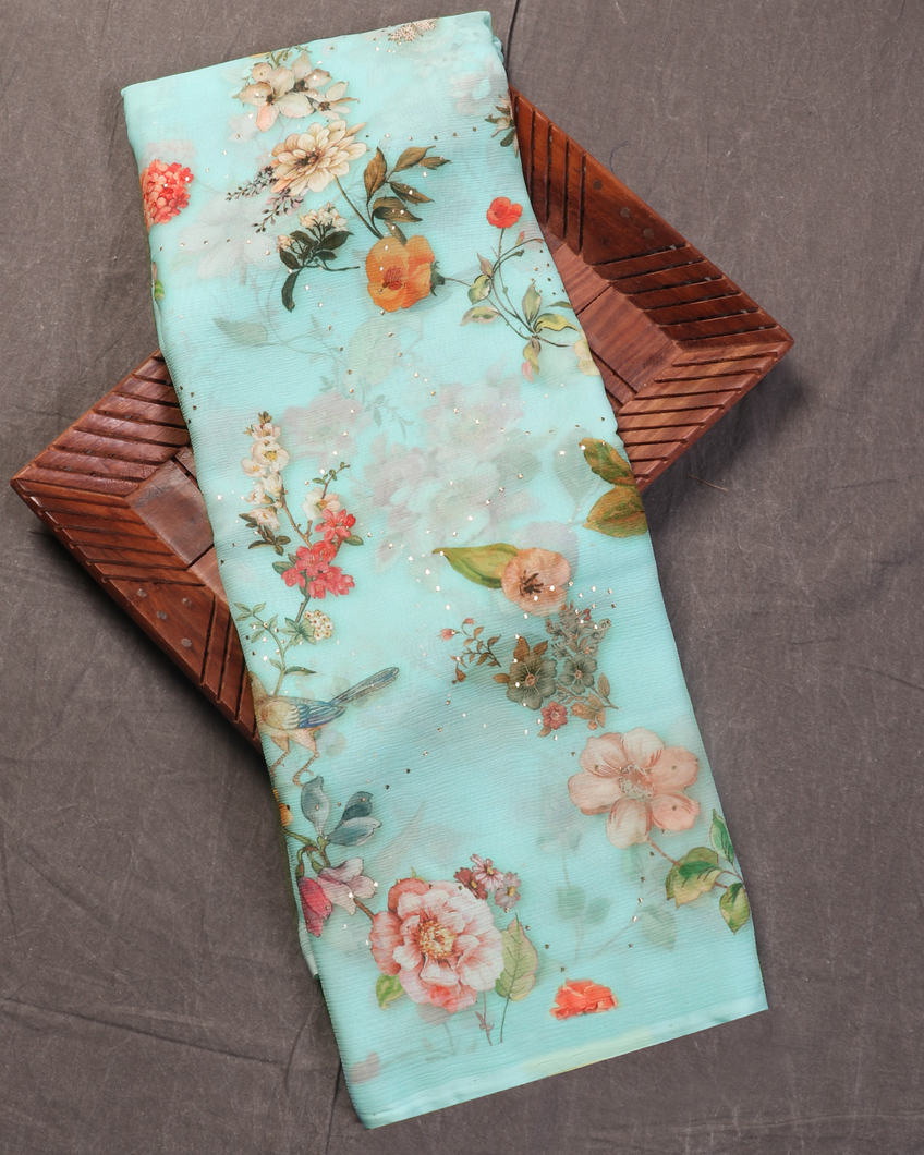 Blue Chiffon Silk Saree T449608-image
