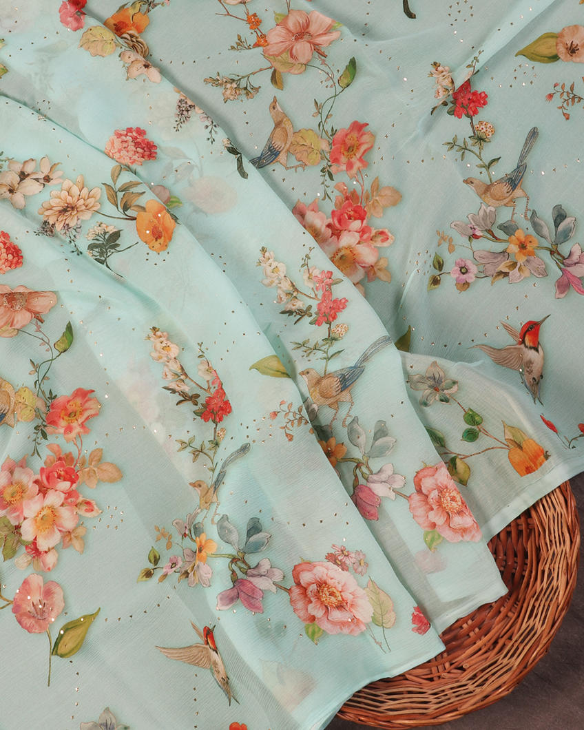 Blue Chiffon Silk Saree T4496082