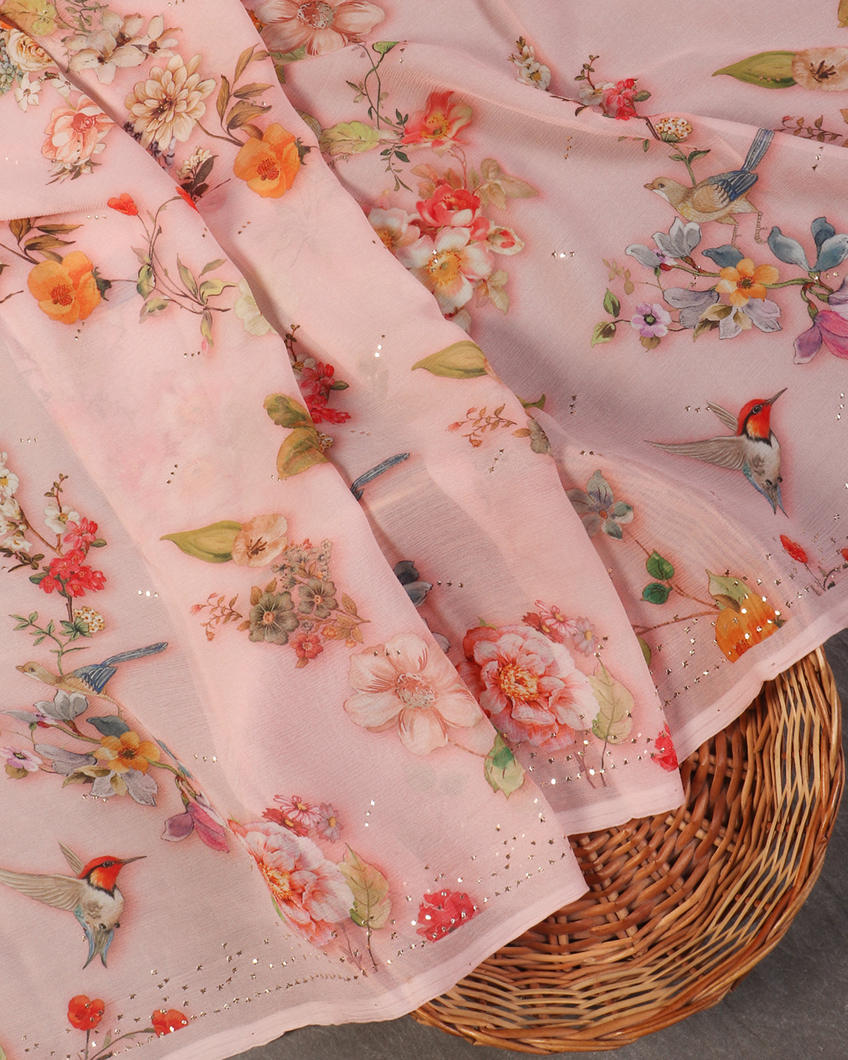 Pink Chiffon Silk Saree T4495992