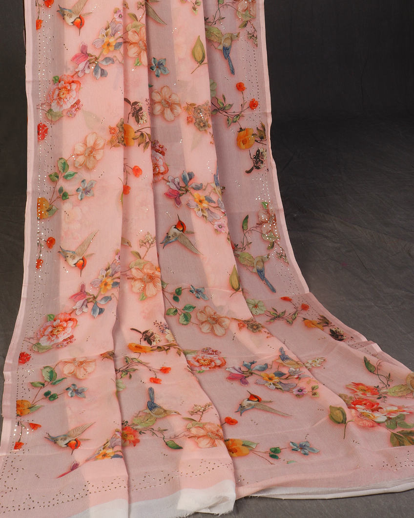 Pink Chiffon Silk Saree T4495993