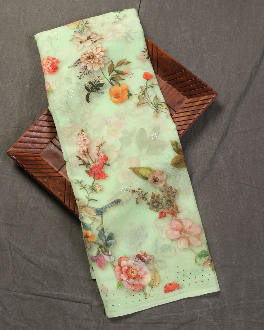 Green Chiffon Silk Saree T449601-image