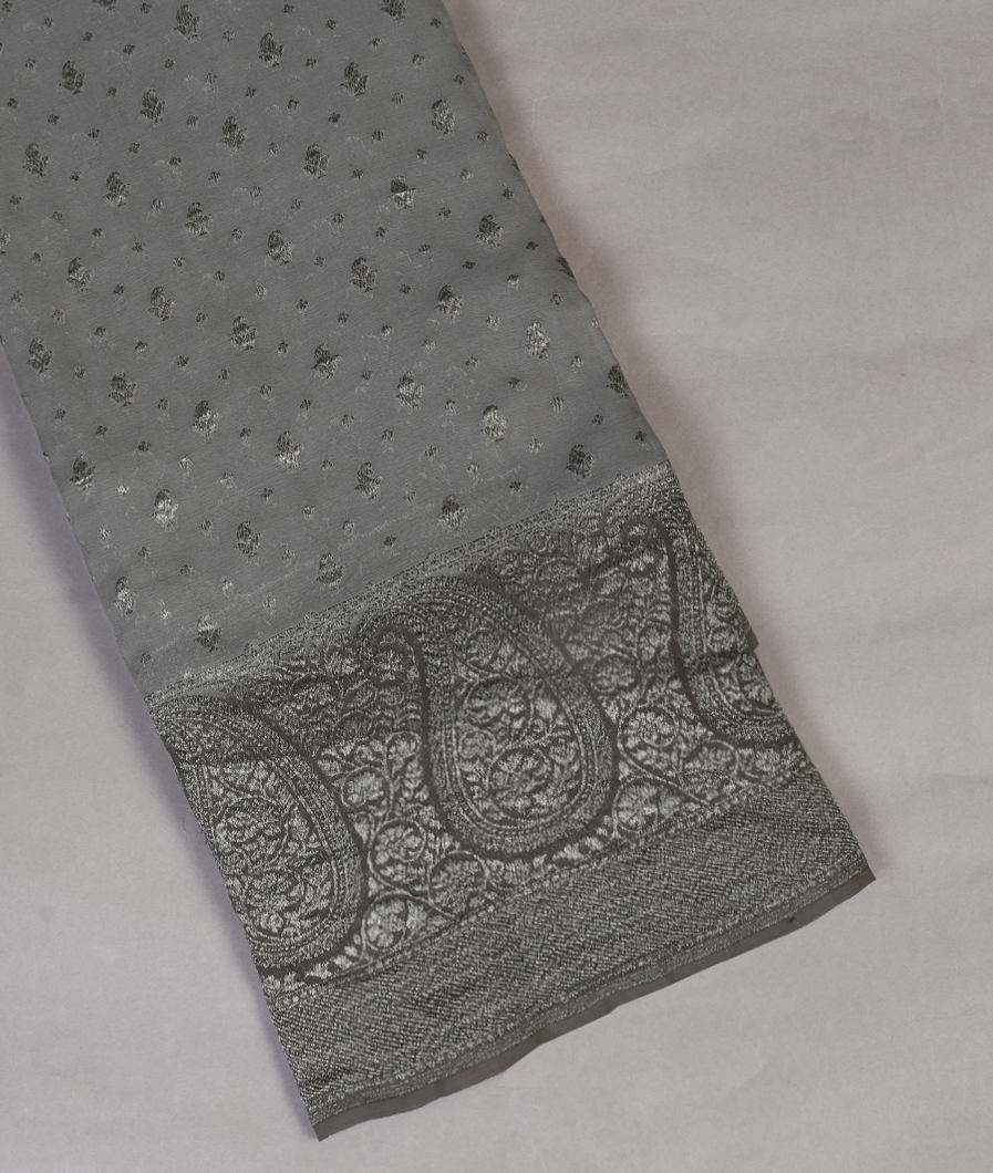 Grey Banaras Georgette Silk Saree T402274-image