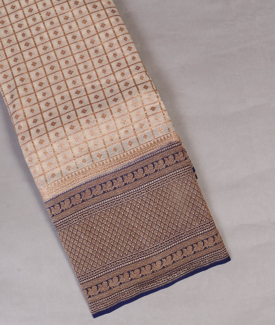 Off - White Banaras Georgette Silk Saree T449236-image