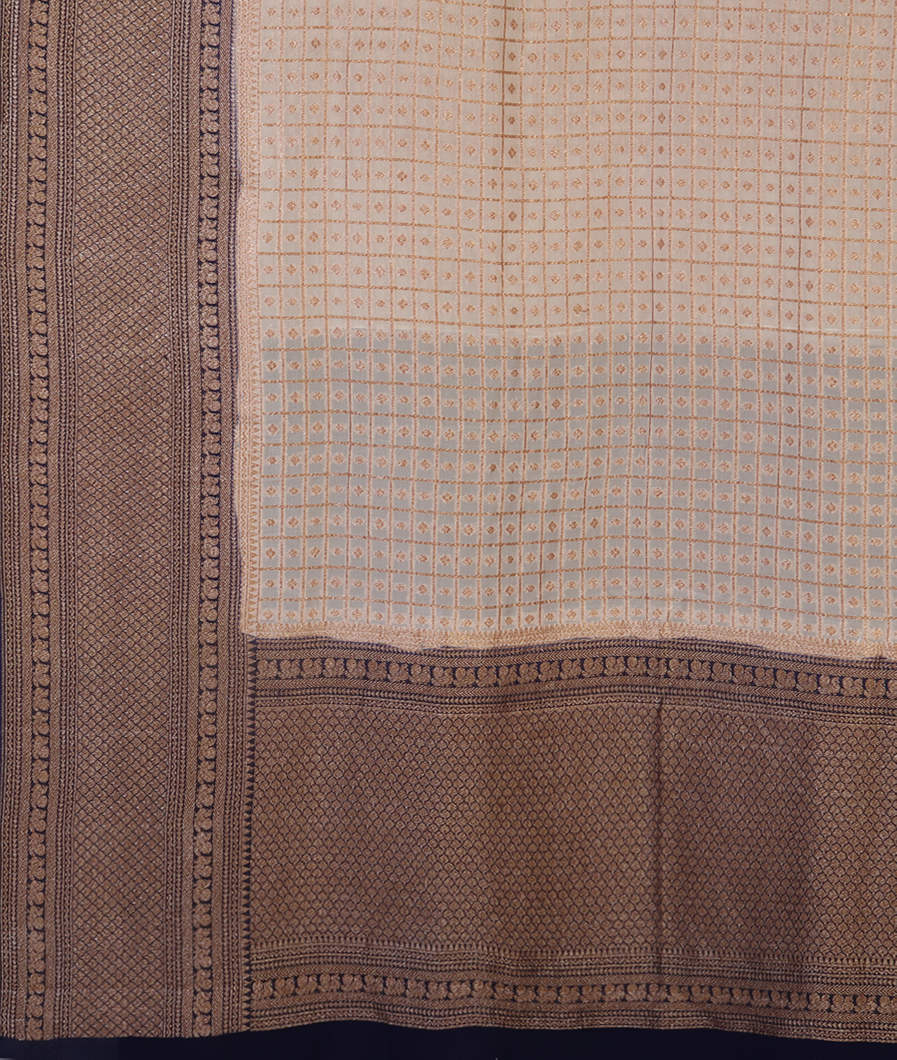 Off - White Banaras Georgette Silk Saree T4492364