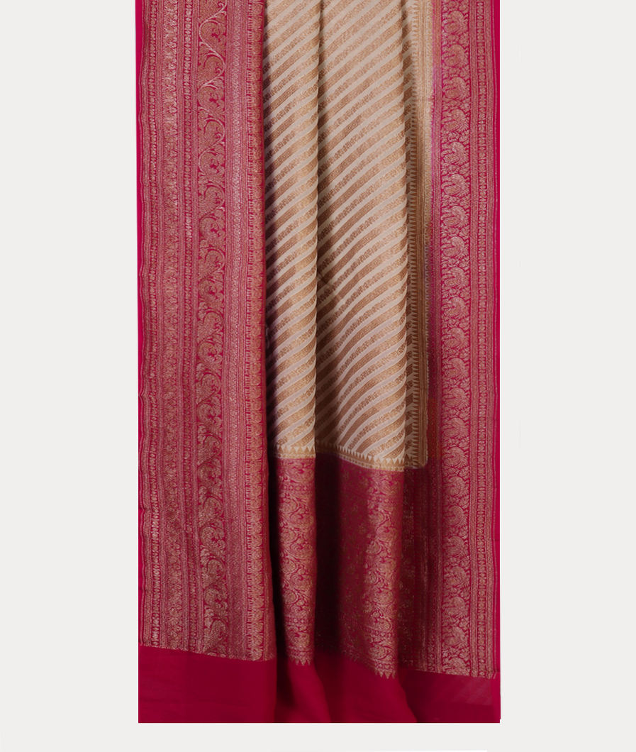 Off - White Banaras Georgette Silk Saree T4492342
