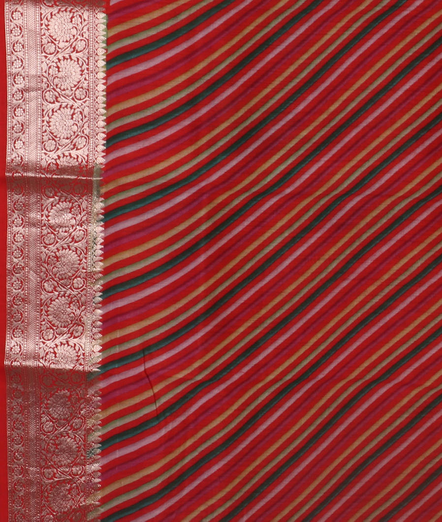 Red Kora Organza Printed Saree T4376663