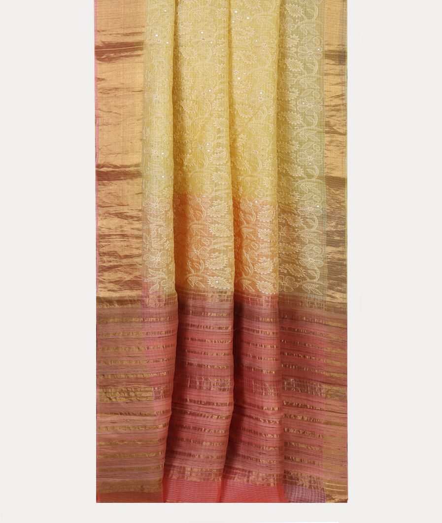 Yellow Silk Kota Embroidery Saree T4465382