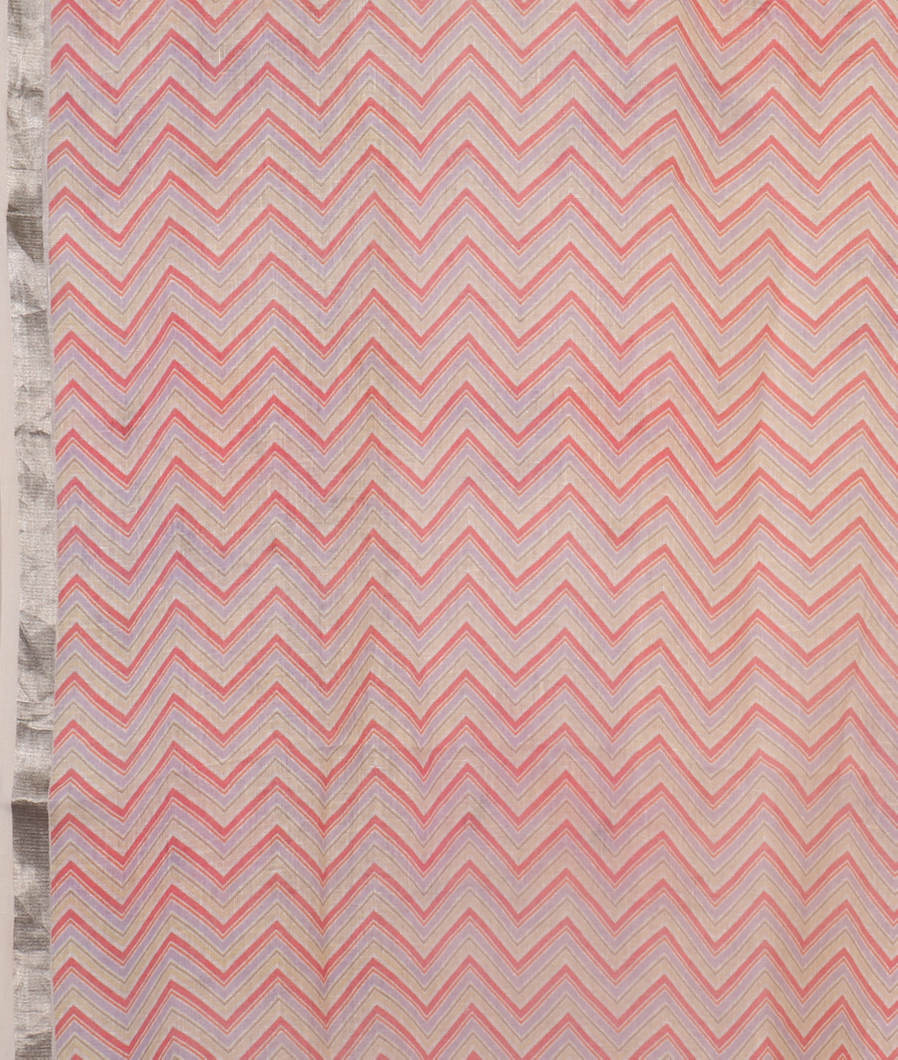 White Linen Printed Saree T4517793