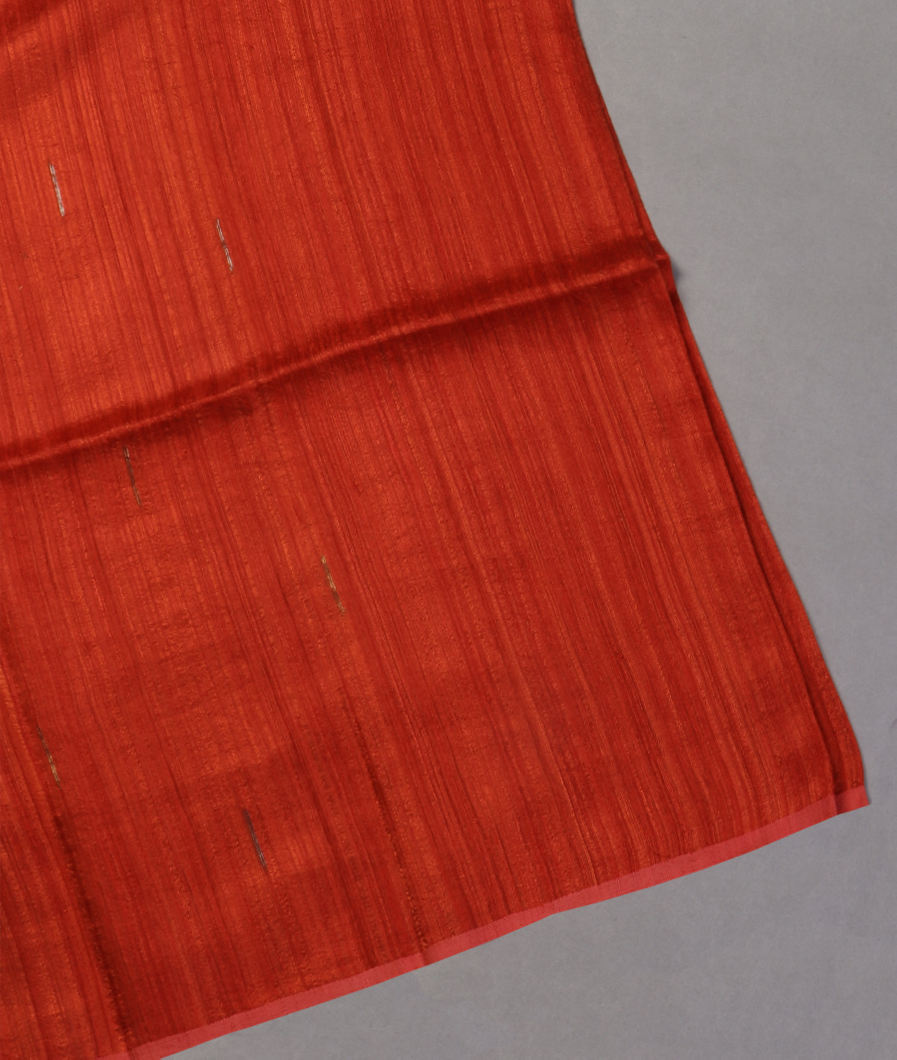 Red Handwoven Tussar Saree T446874-image
