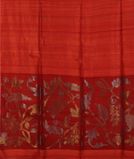 Red Handwoven Tussar Saree T4468744