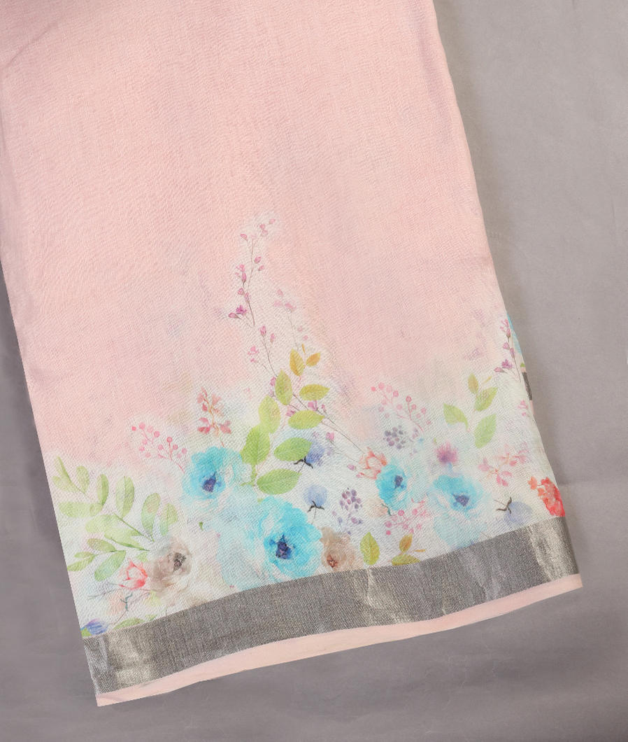 pink Linen Printed Saree T451777-image