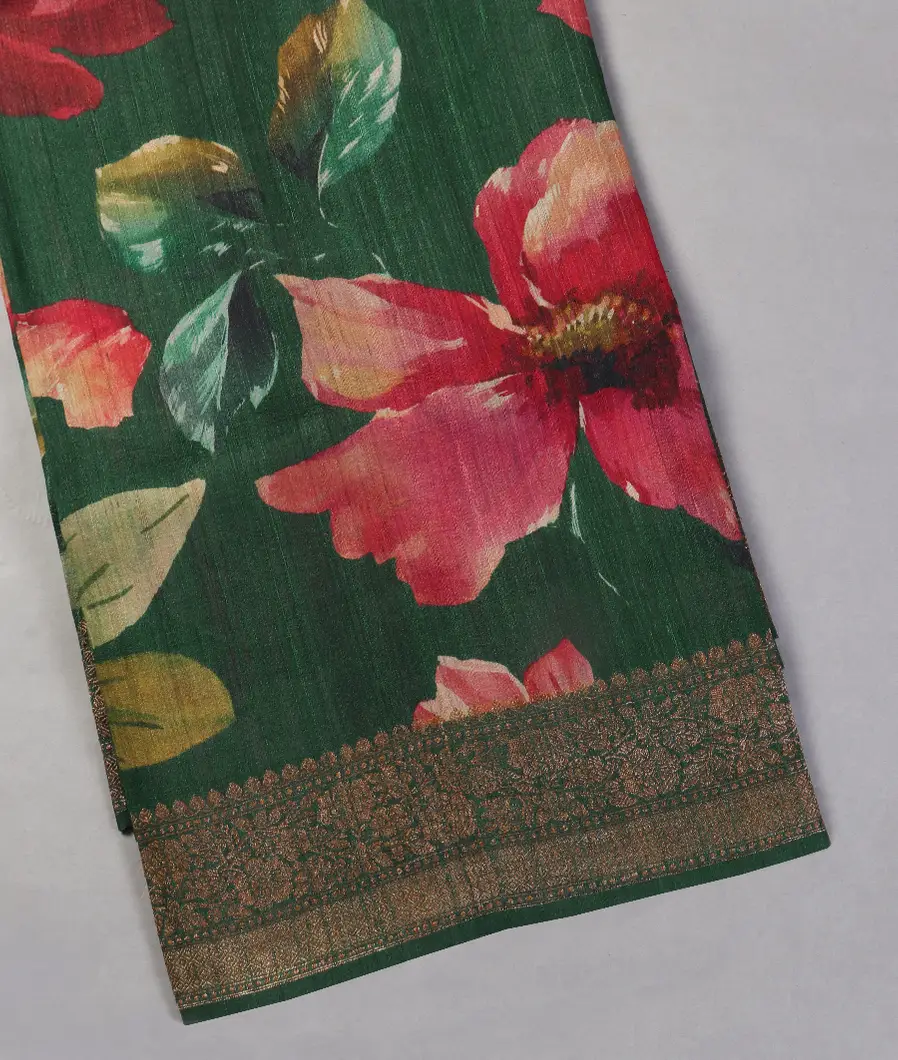 Green Printed Banaras Tussar Georgette Saree T423831-image