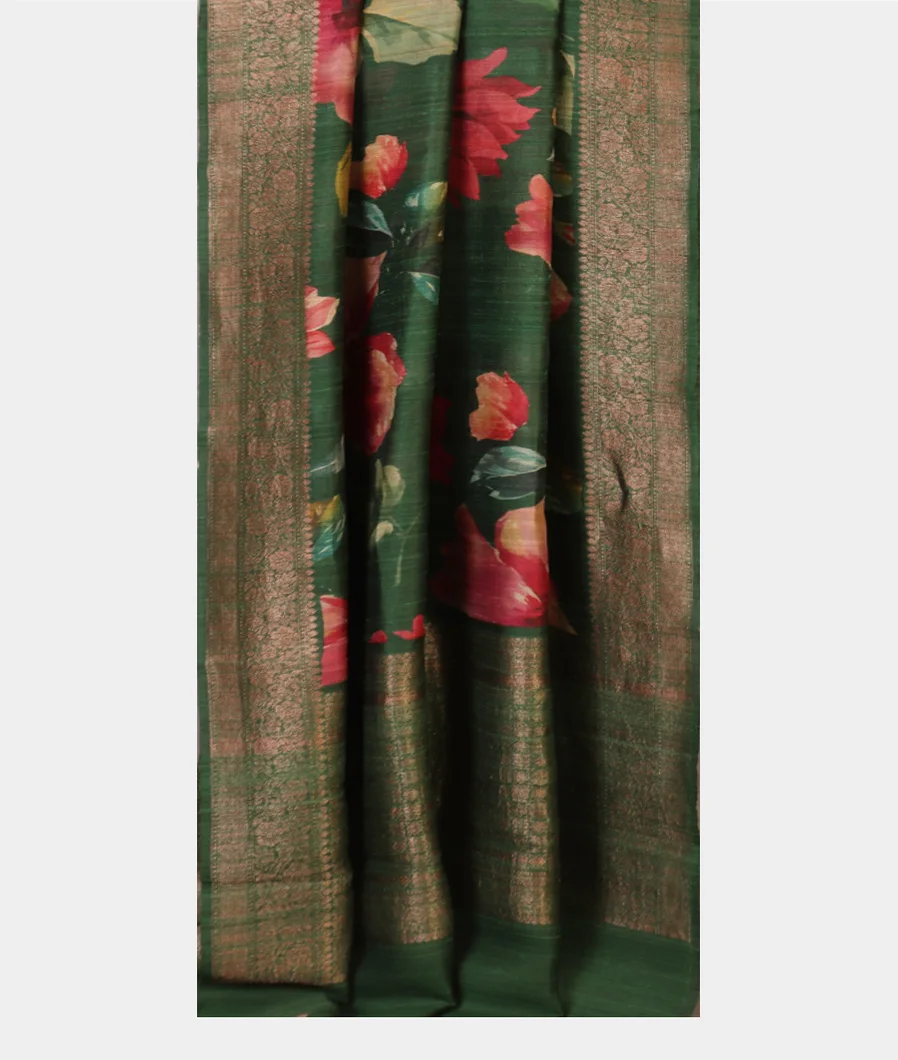Green Printed Banaras Tussar Georgette Saree T4238312