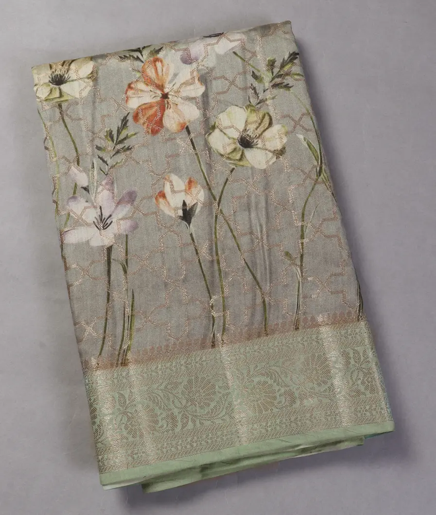 Grey And Beige Chaniya Silk Saree T449419-image