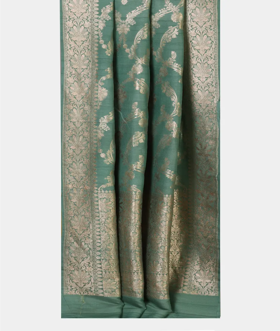 Green Banaras Tussar Georgette Saree T3727462