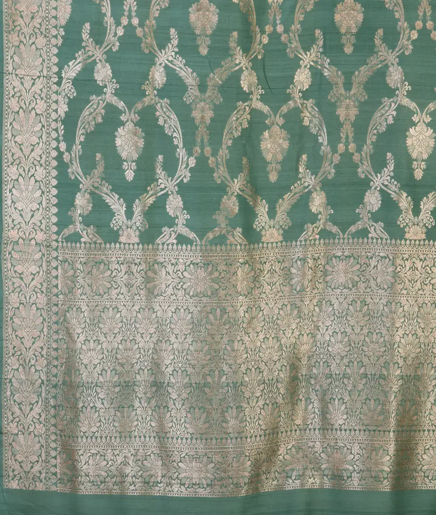 Green Banaras Tussar Georgette Saree T3727464