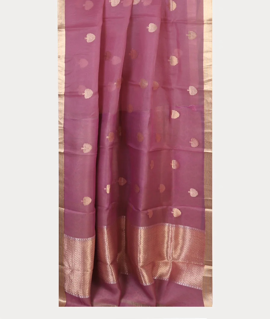 Lavender Banaras Organza Saree T4492062