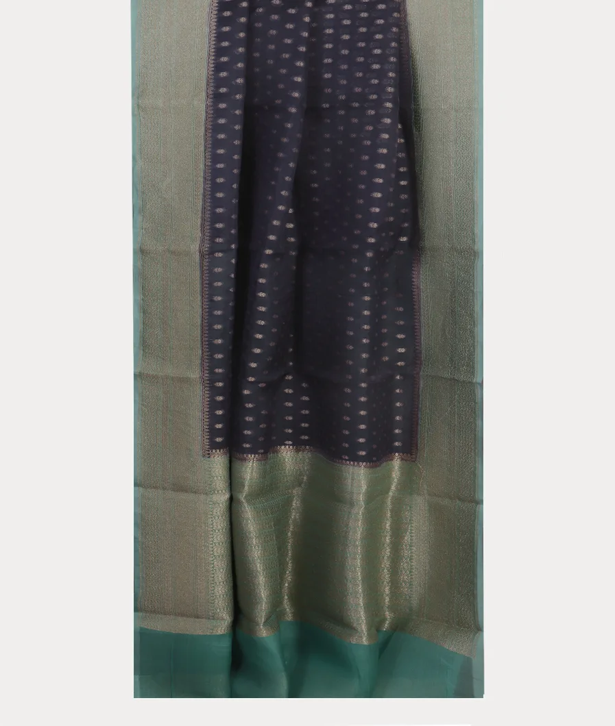 Midnight Blue Banaras Organza Saree T4055262