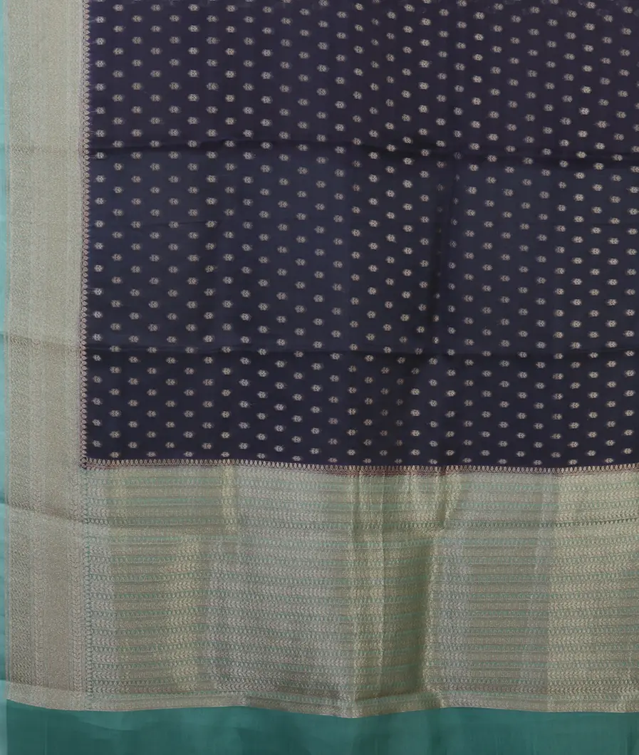 Midnight Blue Banaras Organza Saree T4055264
