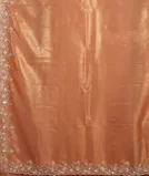 Peach Kora Tissue Organza Embroidery Saree T4503694