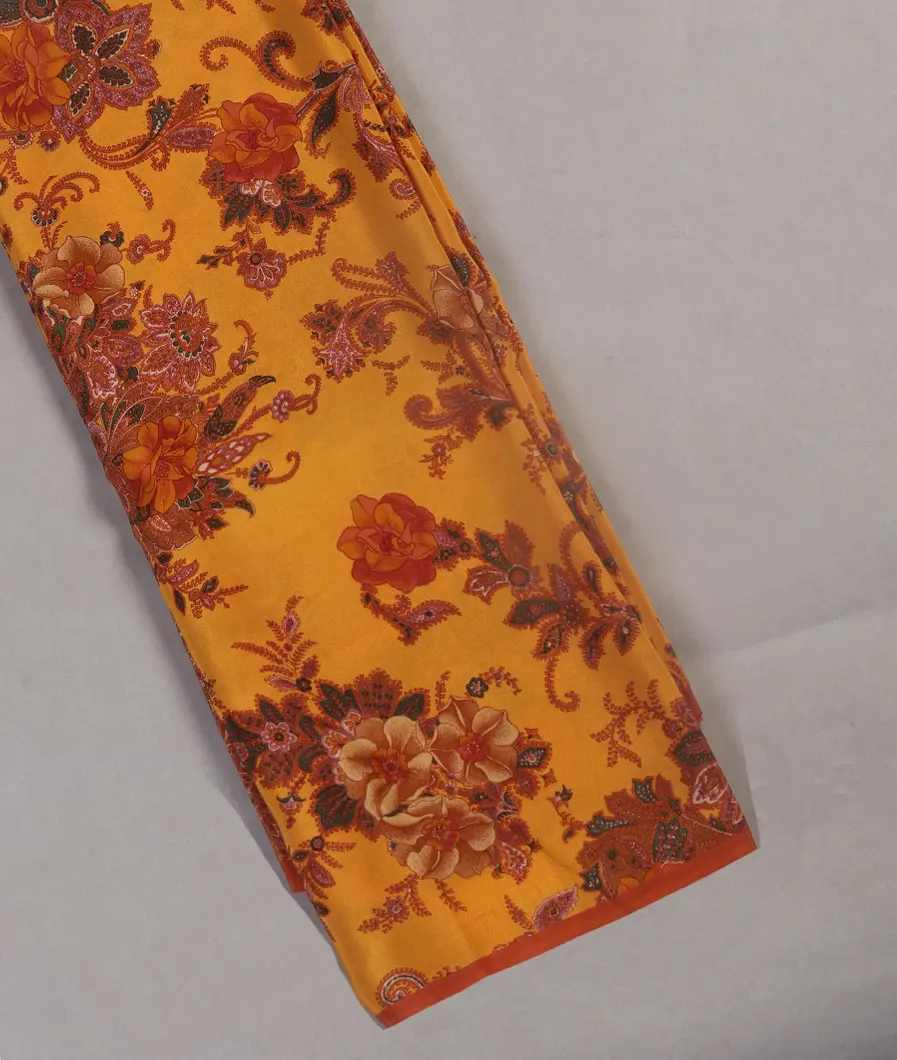 Yellow Crepe Silk Saree T340347-image