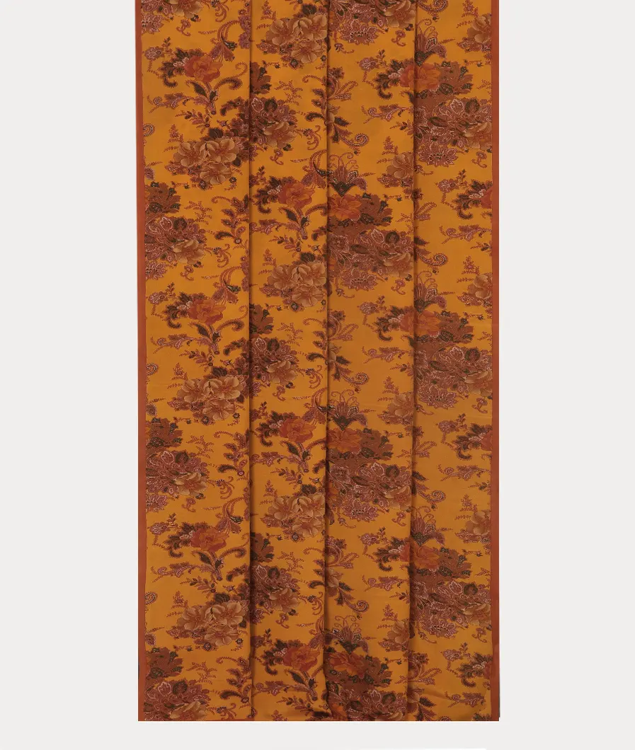 Yellow Crepe Silk Saree T3403472