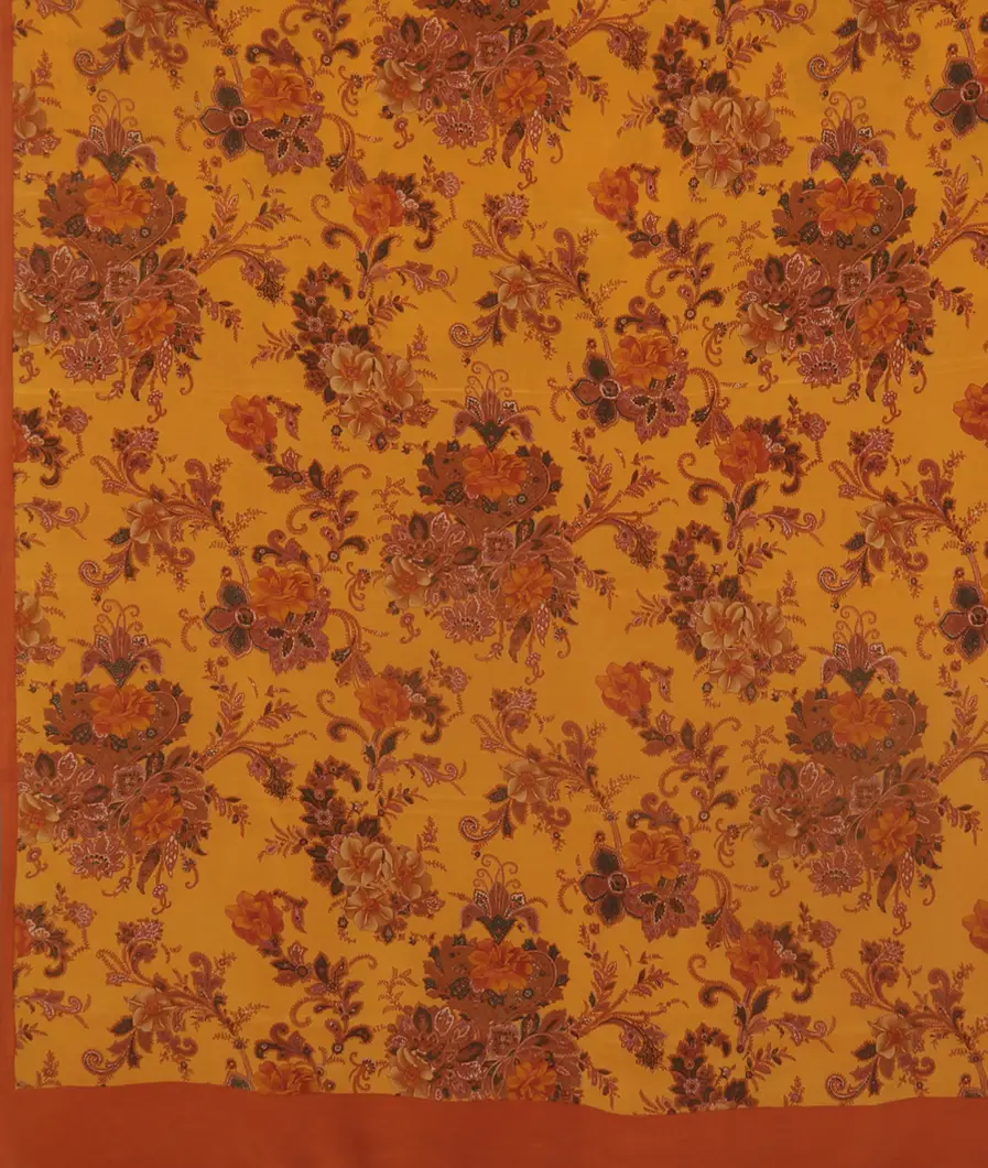 Yellow Crepe Silk Saree T3403474