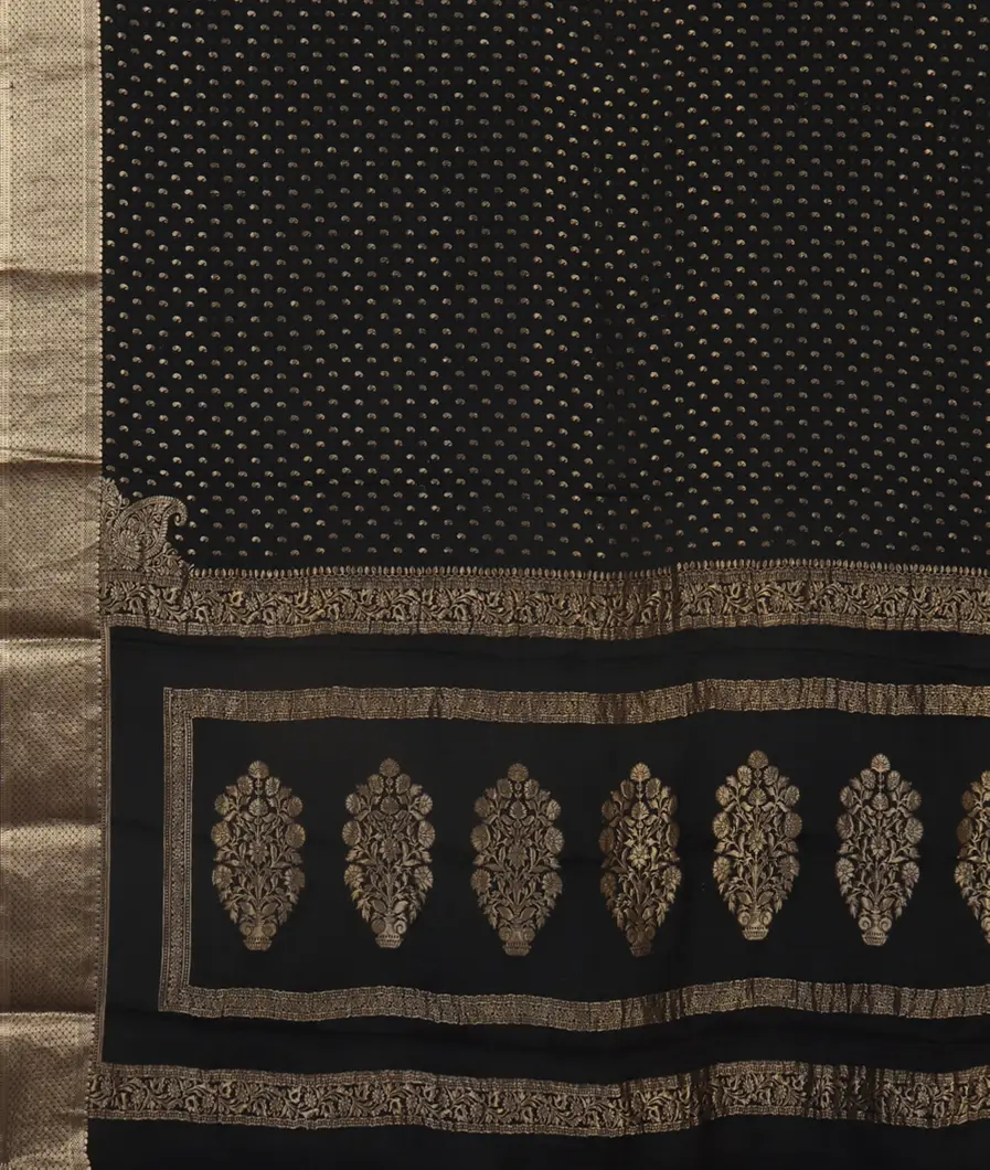 Black Crepe Silk Saree T4407934