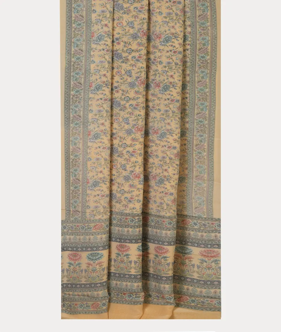 Cream Crepe Silk Saree T4392122