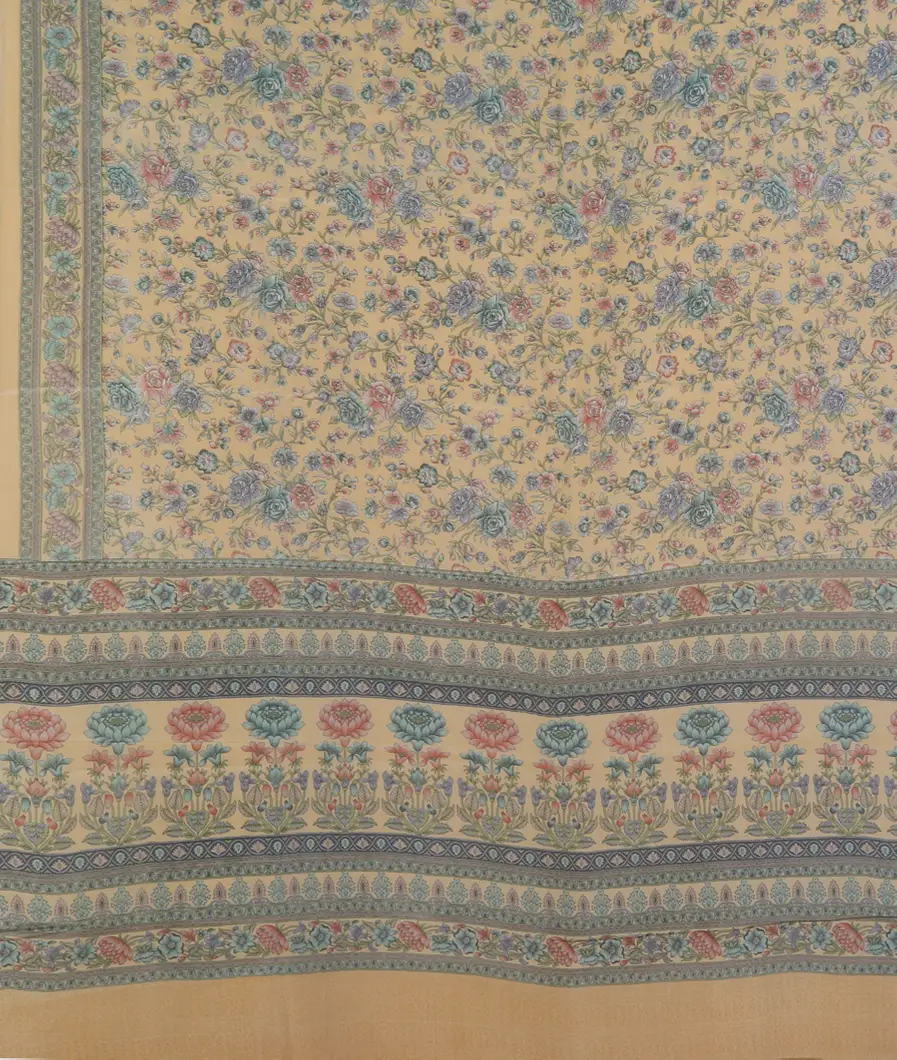 Cream Crepe Silk Saree T4392124