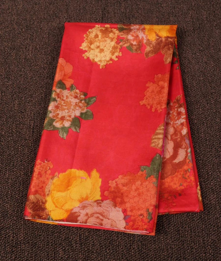 Red Hand Printed Kanjivaram Silk Blouse T432583-image