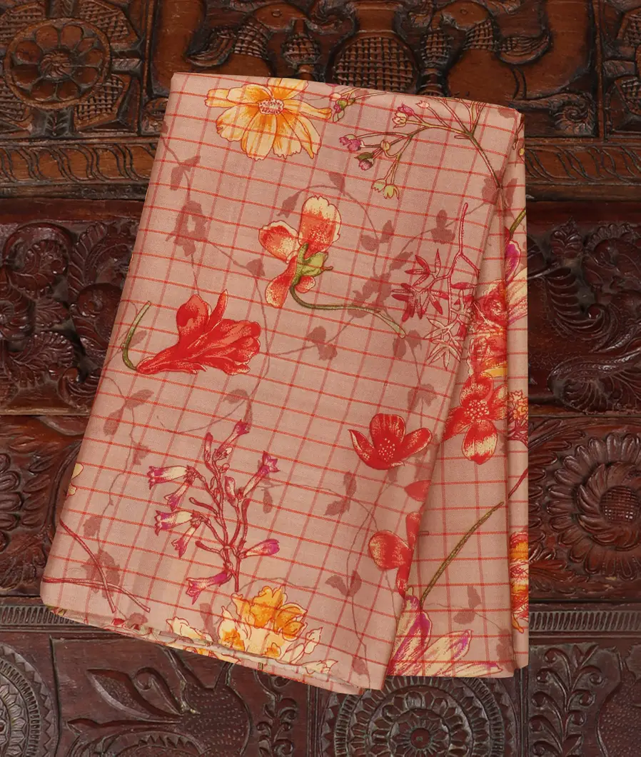 Pink Hand Printed Kanjivaram Silk Blouse T428155-image