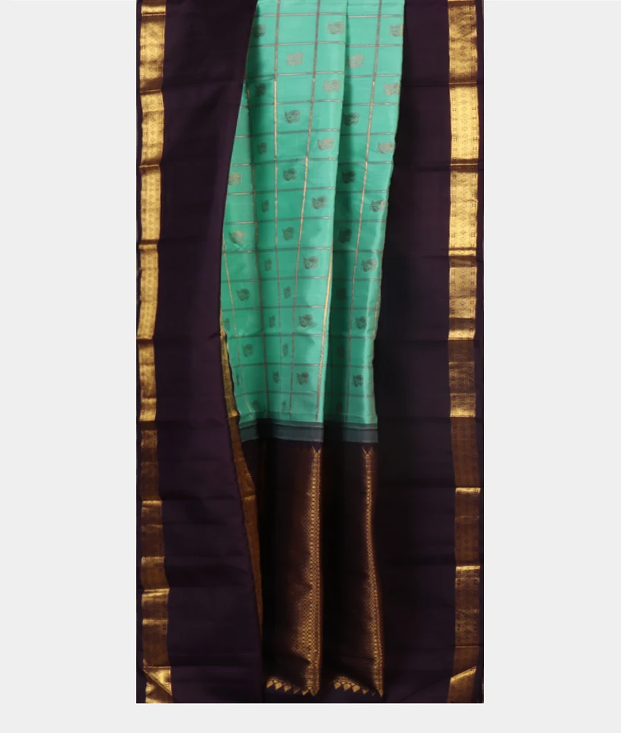 Cyan Blue Handwoven Kanjivaram Silk Saree T4490602