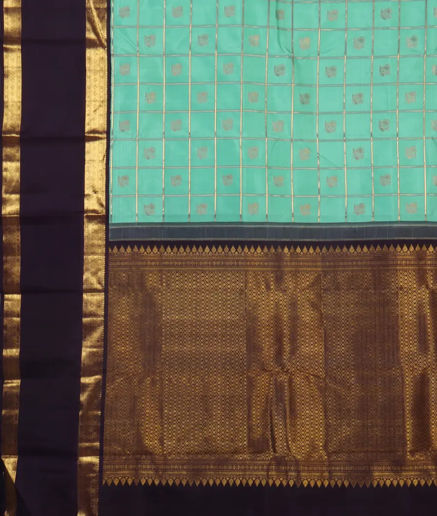 Cyan Blue Handwoven Kanjivaram Silk Saree T4490604