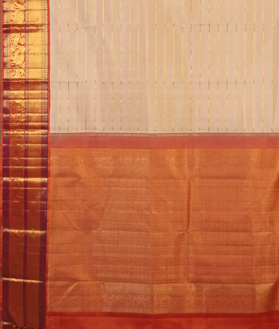 Beige Handwoven Kanjivaram Silk Saree T4469424