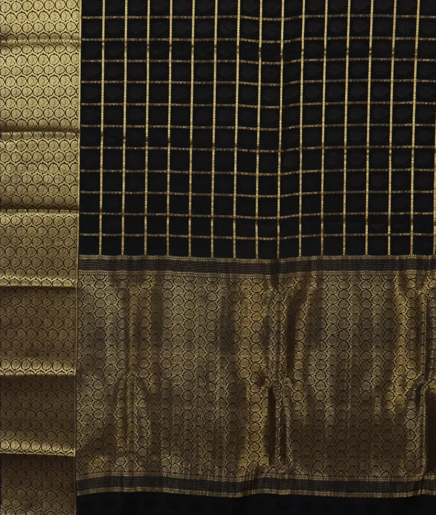 Black Mysore Crepe Silk Saree LJ100334