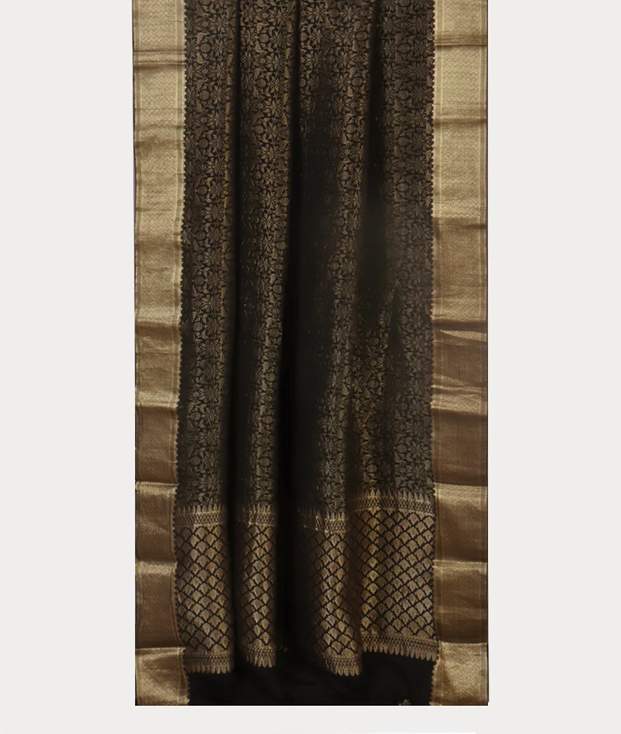 Black Mysore Crepe Silk Saree T1714622