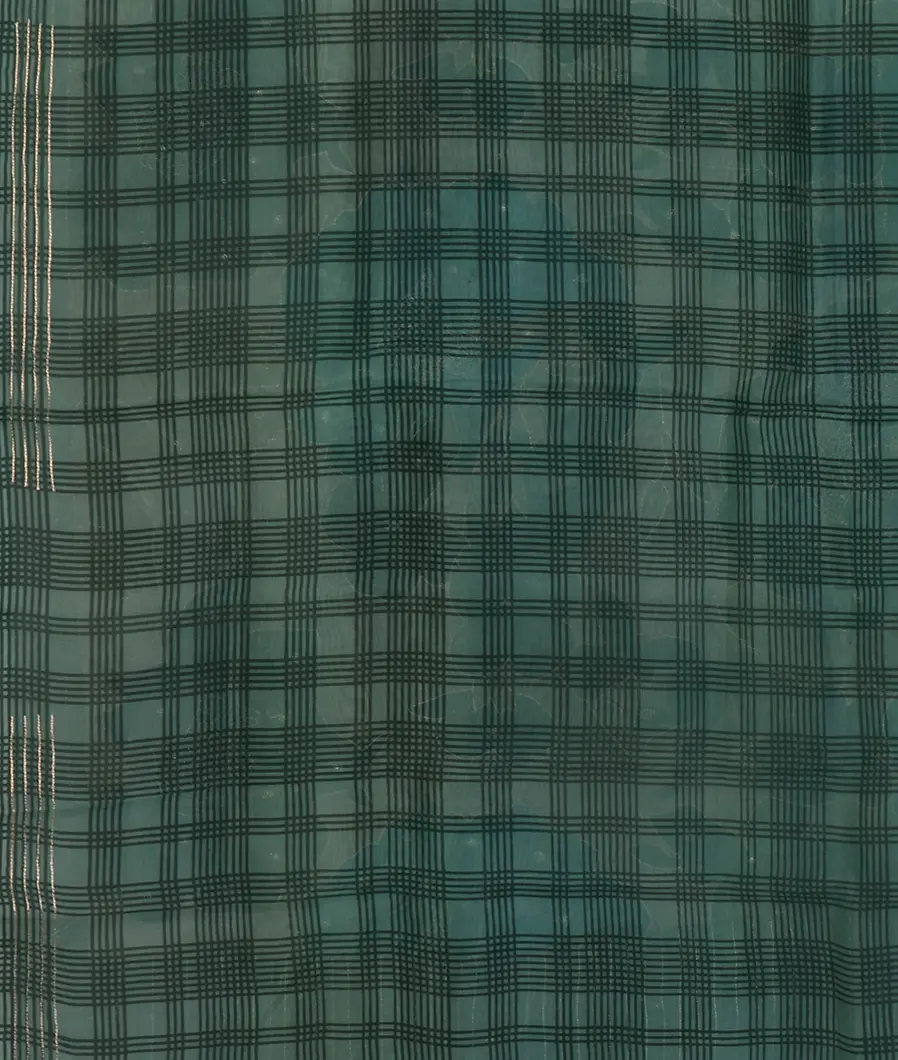 Bluish Grey Kora Organza Embroidery Saree&nbsp;T4496133