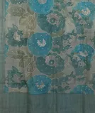Bluish Grey Kora Organza Embroidery Saree T4496134
