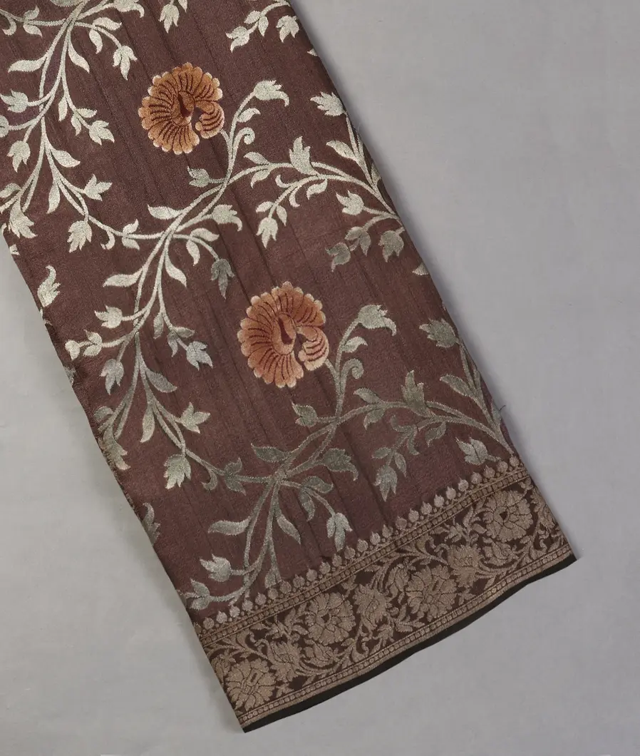 Brown Banaras Tussar Georgette Saree T261820-image