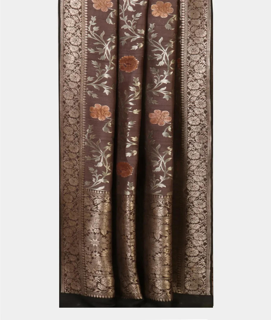 Brown Banaras Tussar Georgette Saree T2618202