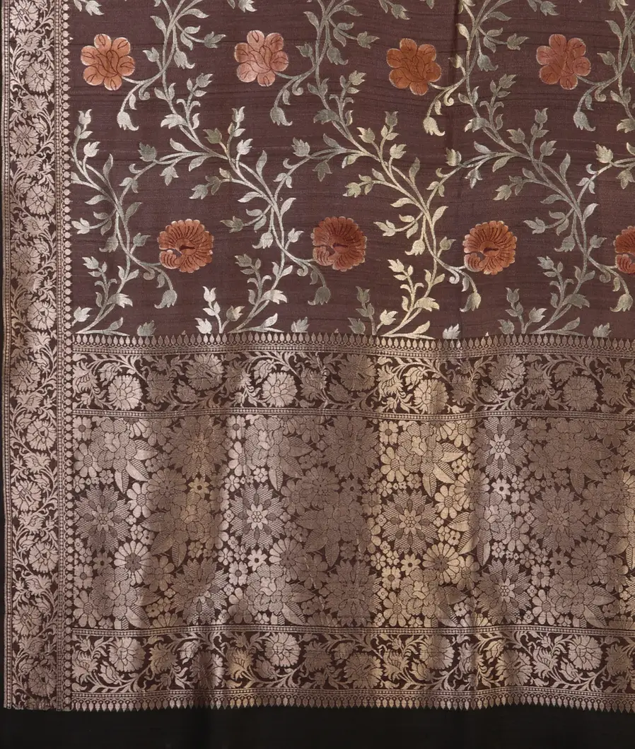 Brown Banaras Tussar Georgette Saree T2618204